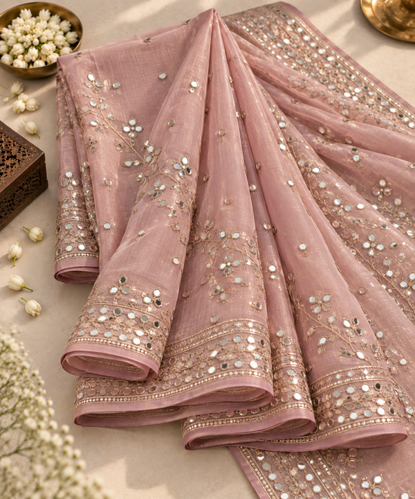 Mirror work saree