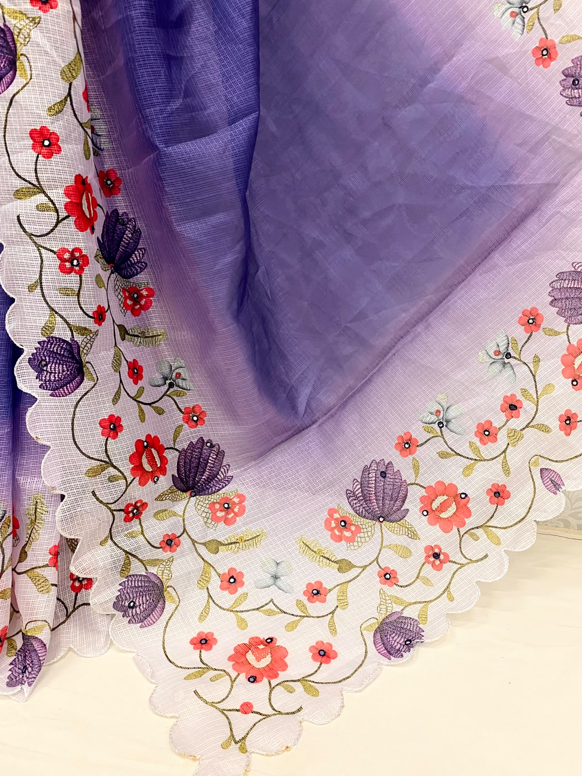 Premium Kota Doria With Padding Print and All oer Mirror Work