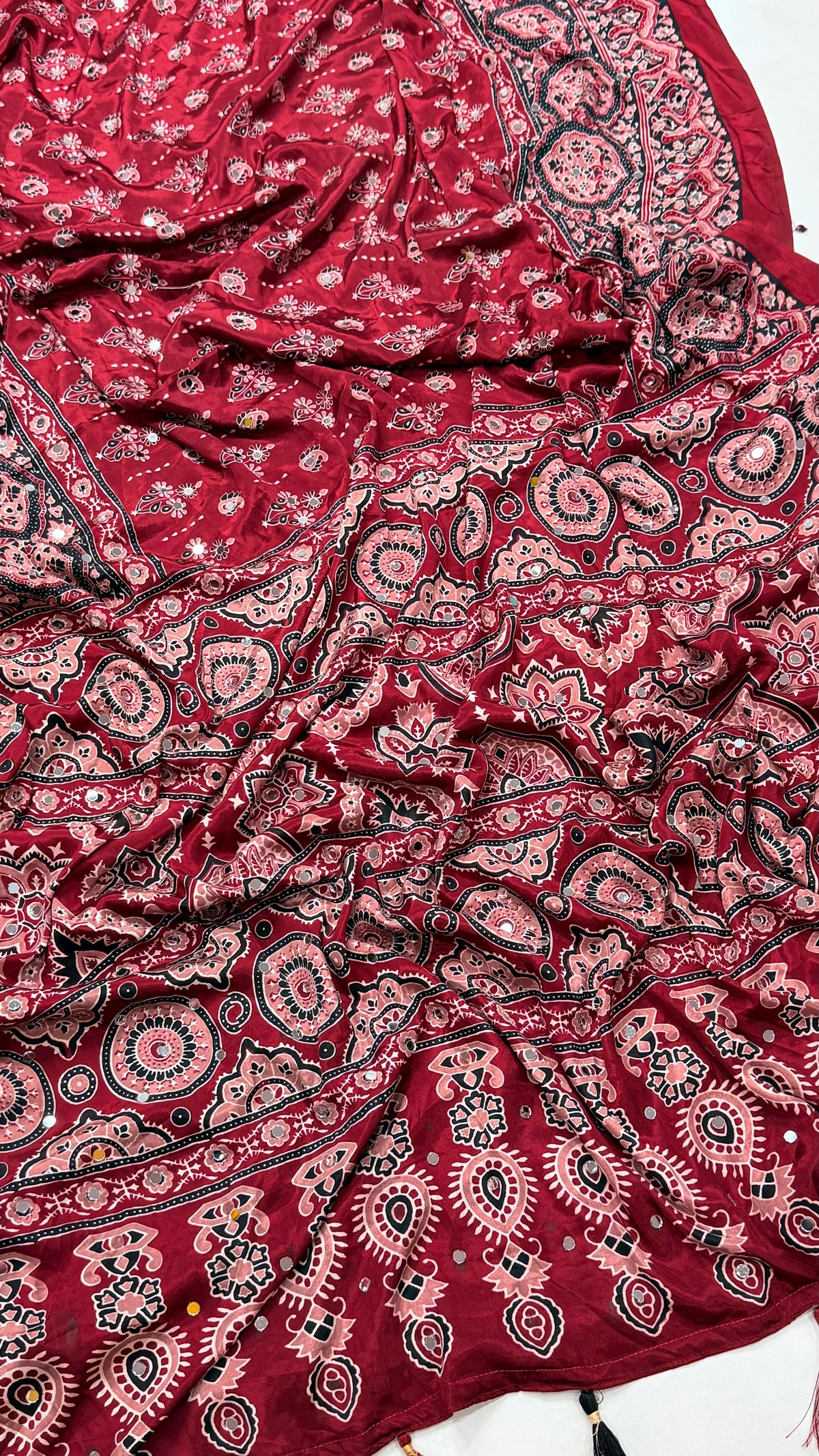 Modal Silk Ajrakh Love Print Saree with Mirror Work - IMG-20260818-WA0087.jpg