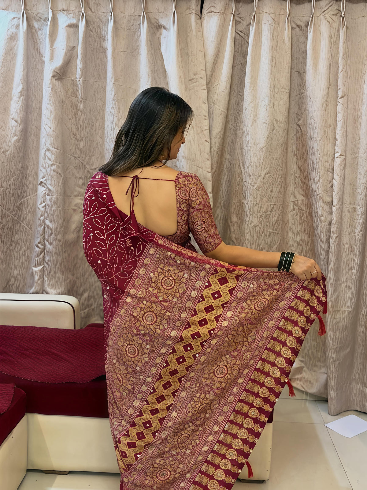 Mirror Work Satin Bandhani Saree - IMG-20260816-WA0112.jpg