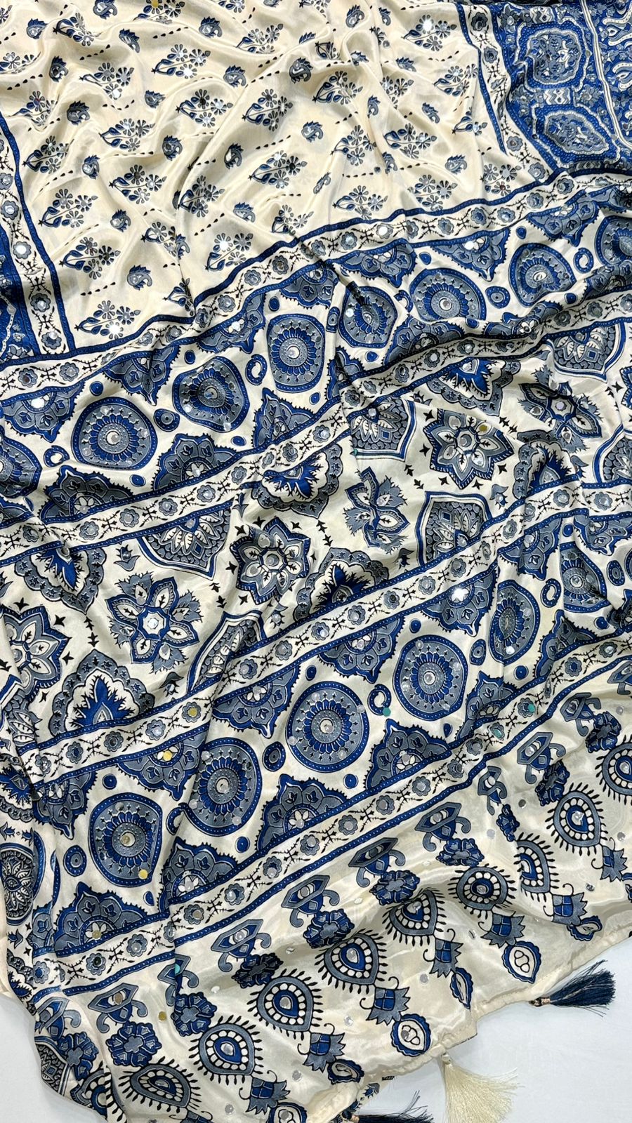 Ajrakh Tulips Pure Moss Satin Saree with Mirror Work - IMG-20260820-WA0015.jpg