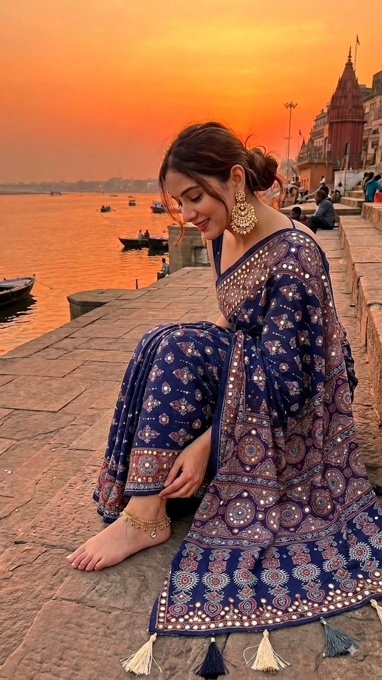 Modal Silk Ajrakh Love Print Saree with Mirror Work - IMG-20260819-WA0211(1).jpg