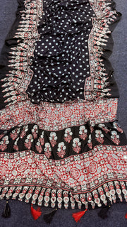 Black Ajrakh Print Moss Satin Saree with Mirror Work - IMG-20260819-WA0054(1).jpg
