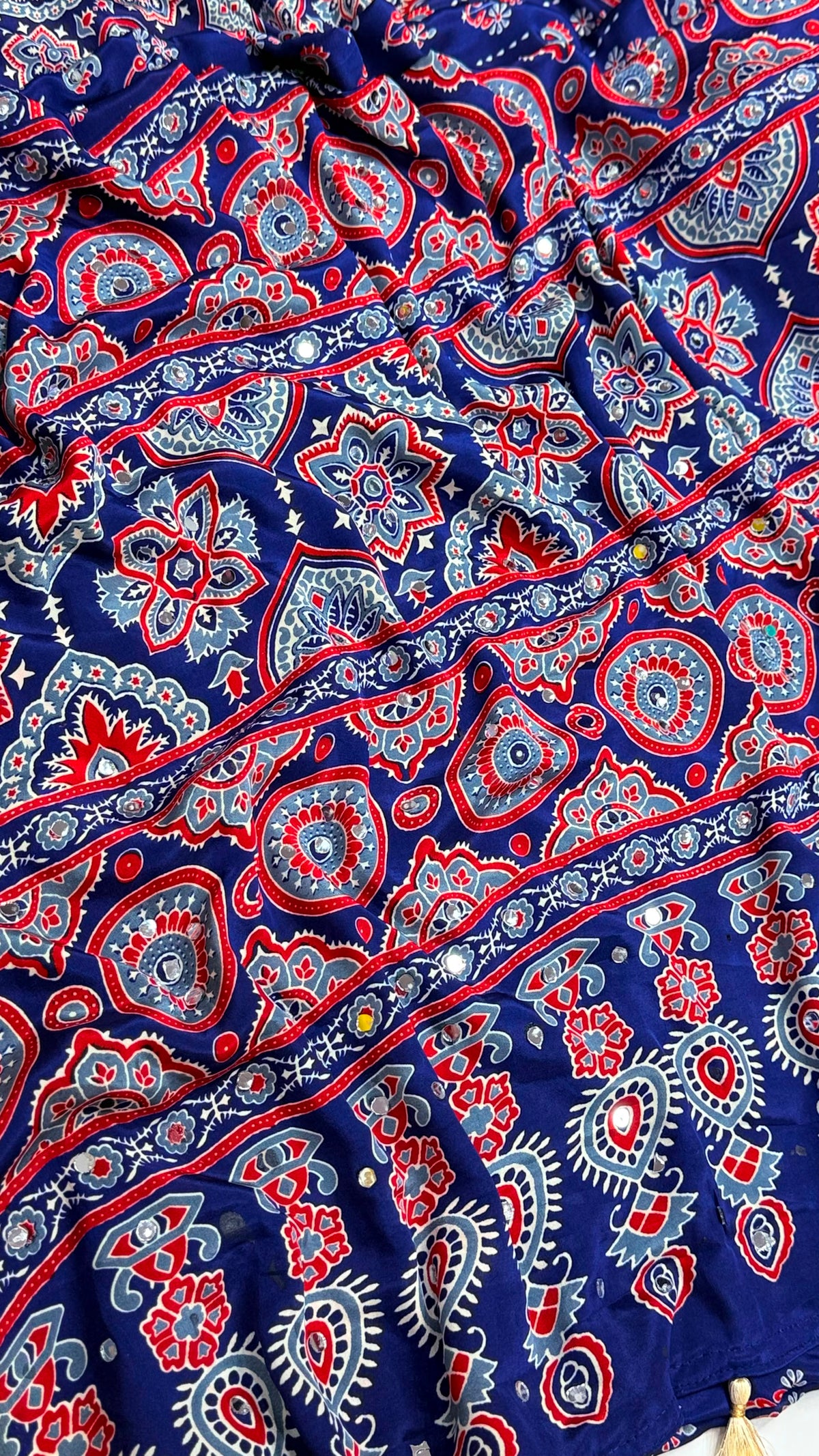 Modal Silk Ajrakh Love Print Saree with Mirror Work - IMG-20260819-WA0213.jpg