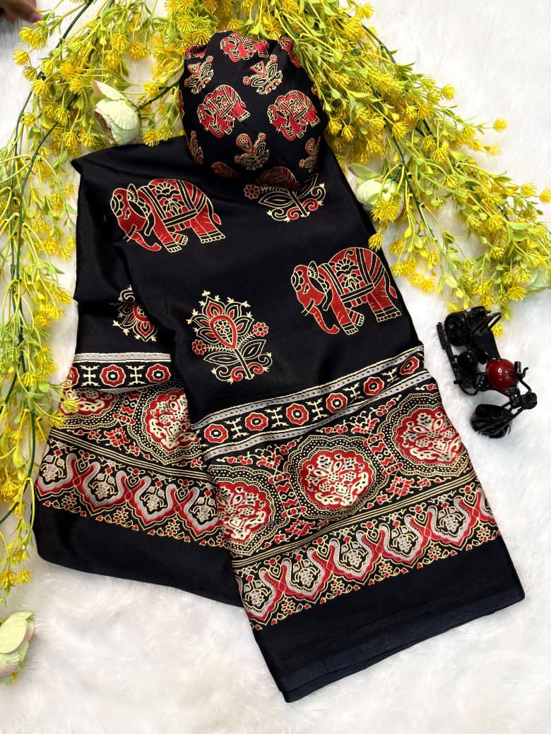 Elephant Print Ajrakh Saree - IMG-20260819-WA0047.jpg