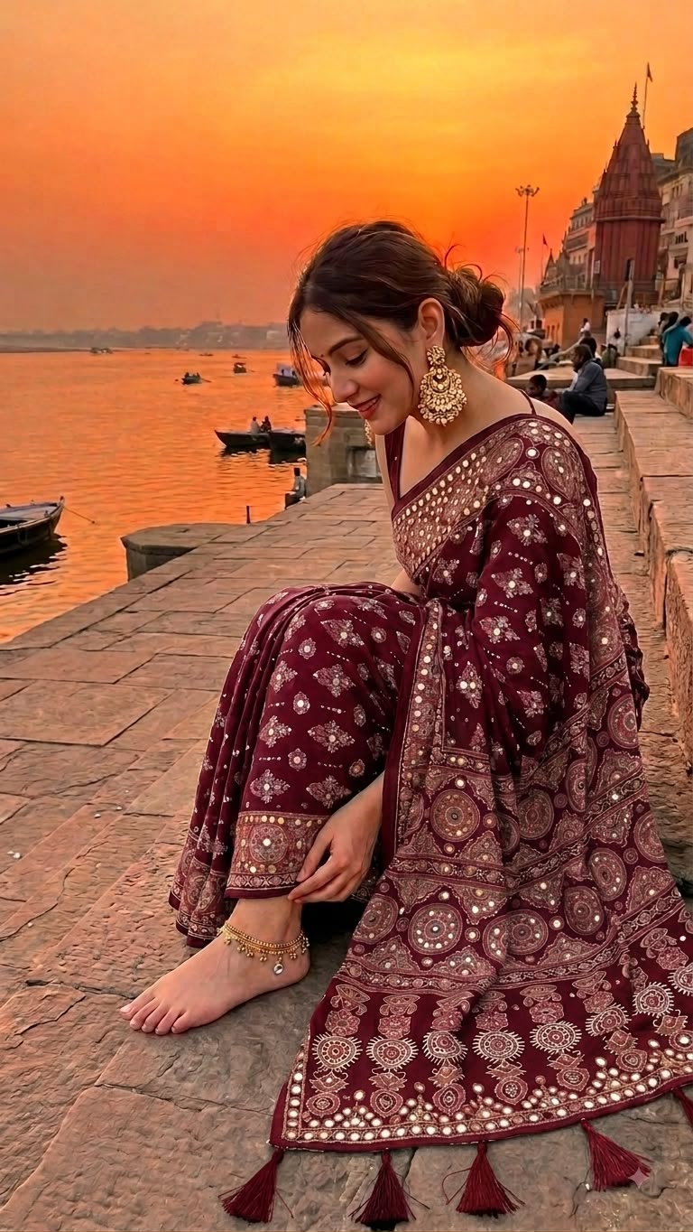 Modal Silk Ajrakh Love Print Saree with Mirror Work - IMG-20260819-WA0210.jpg