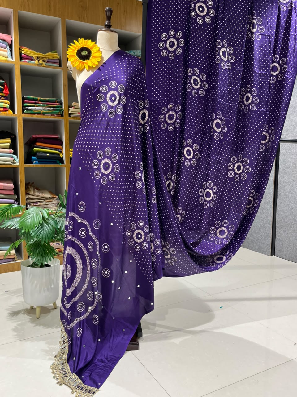 Gajji Silk Bandhej Saree with Mirror Lace - Image-85347.jpg
