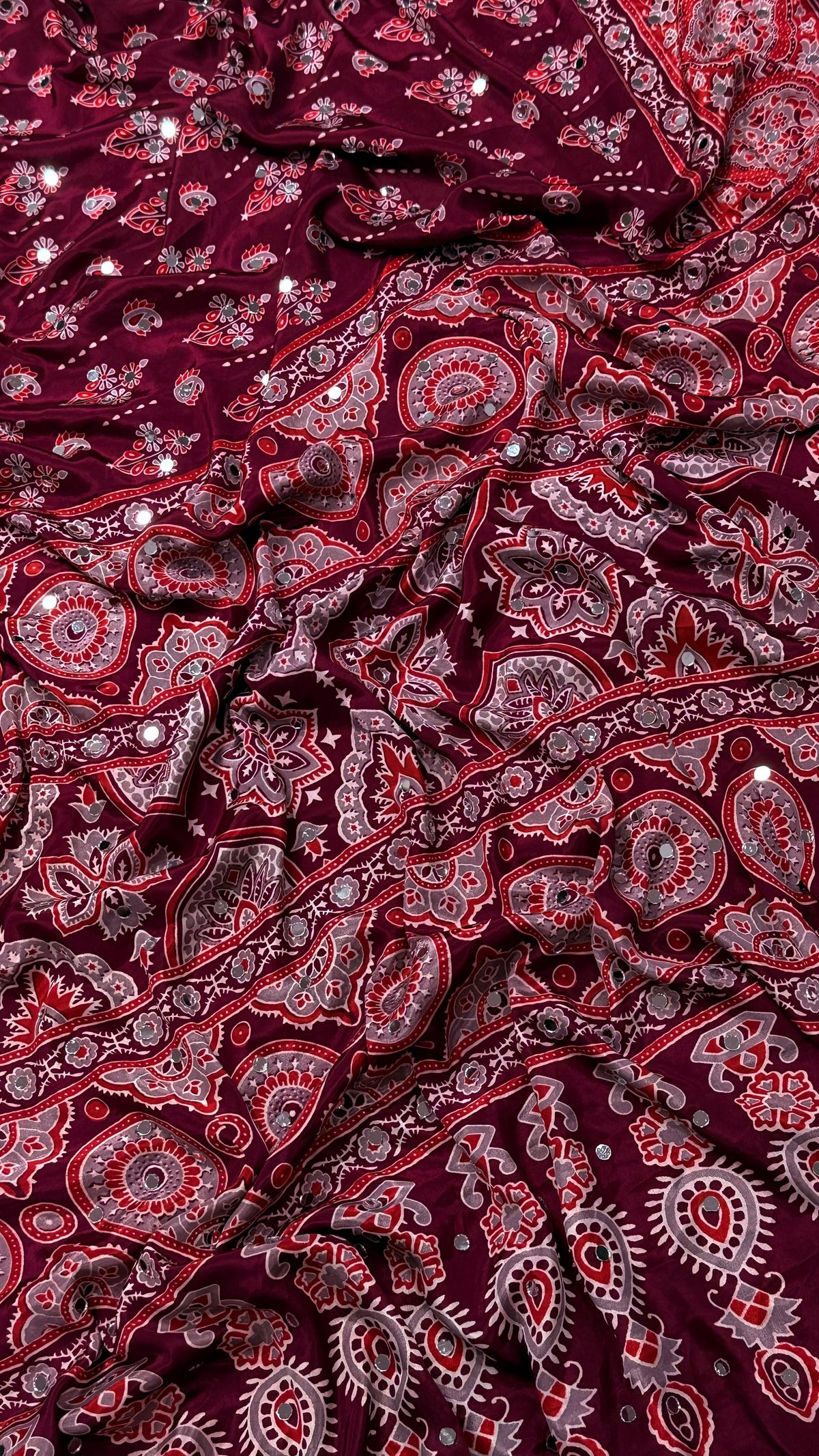 Modal Silk Ajrakh Love Print Saree with Mirror Work - IMG-20260819-WA0108.jpg