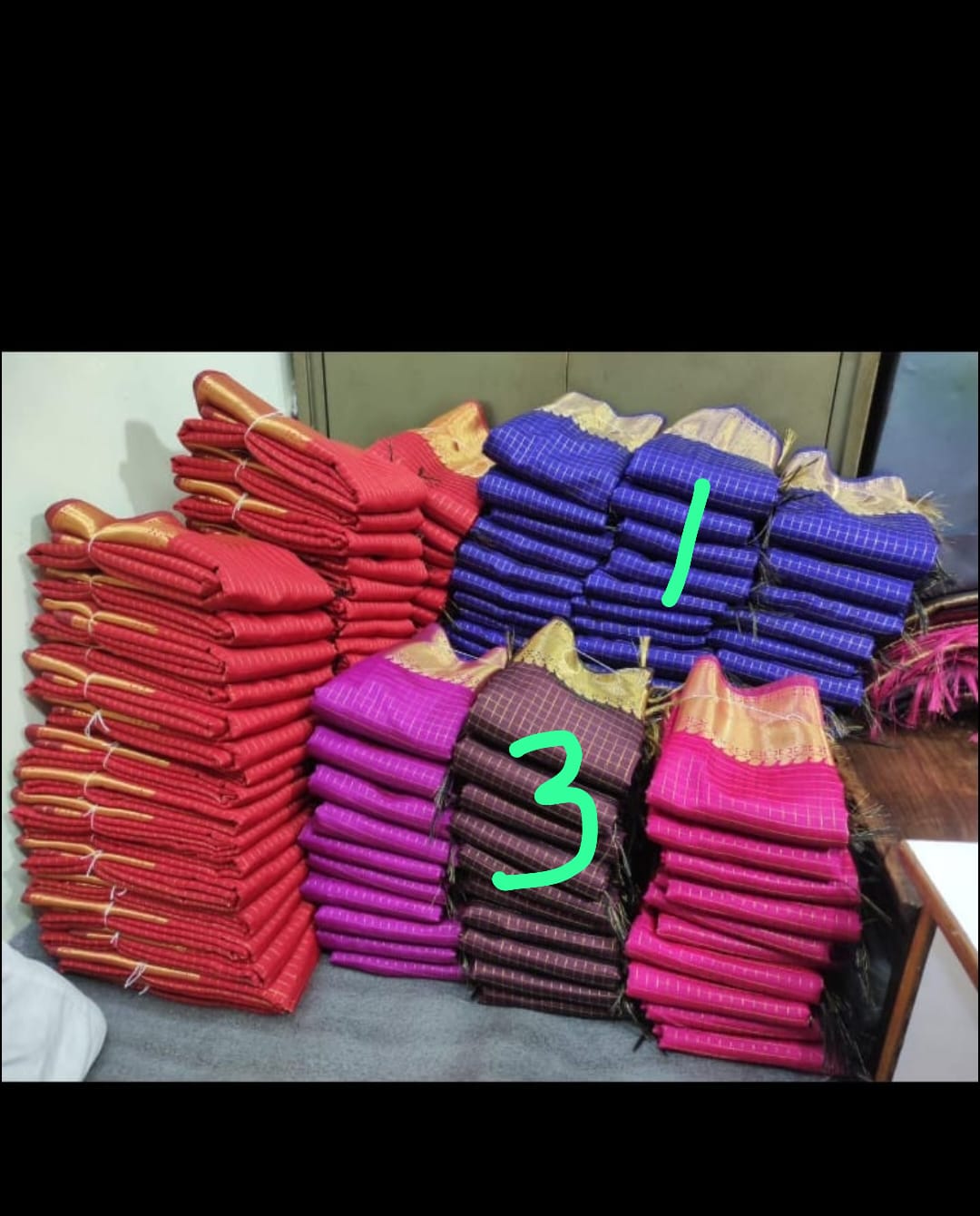 Red Semi Katan gold zari saree view