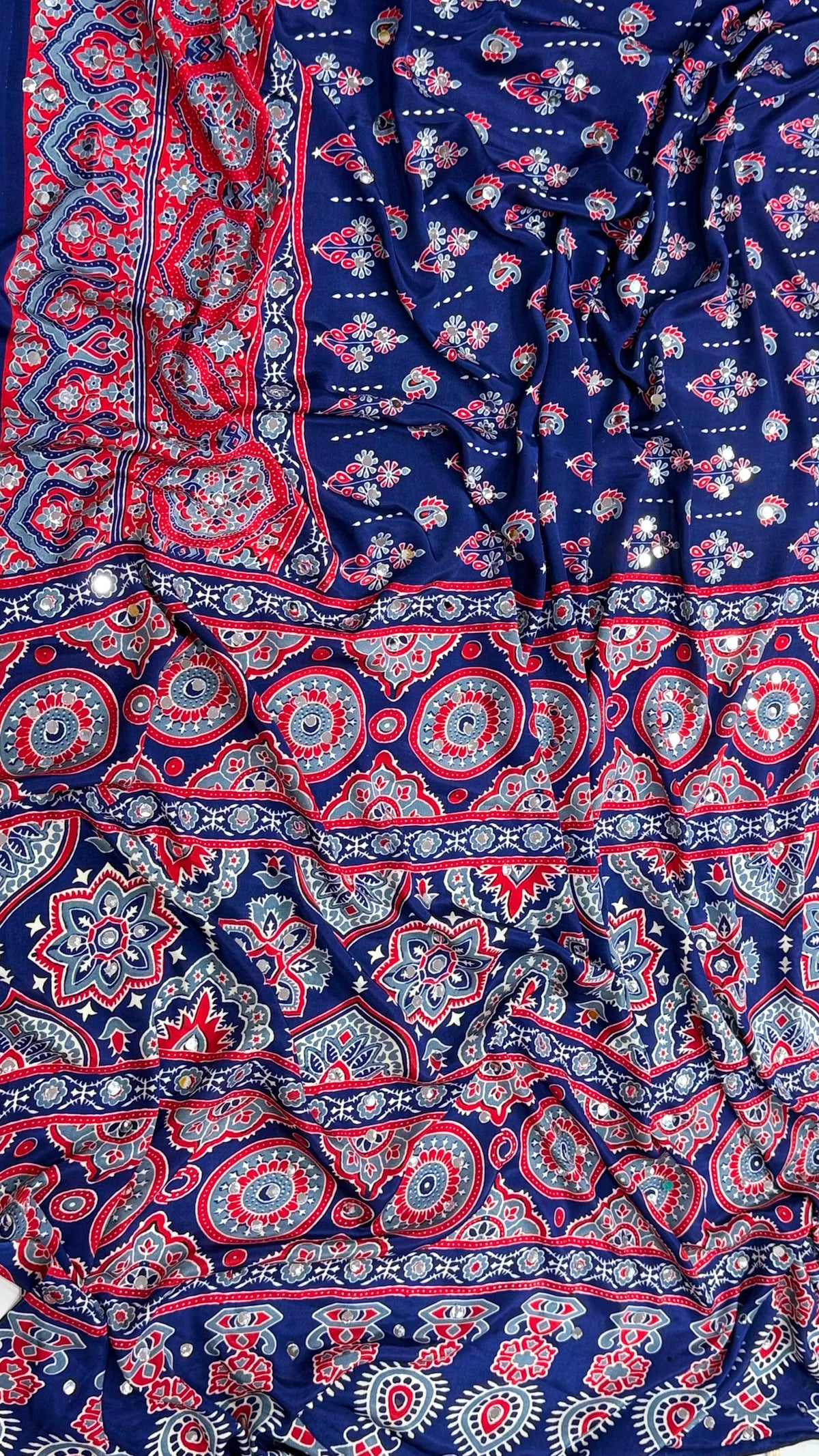 Modal Silk Ajrakh Love Print Saree with Mirror Work - IMG-20260819-WA0215.jpg